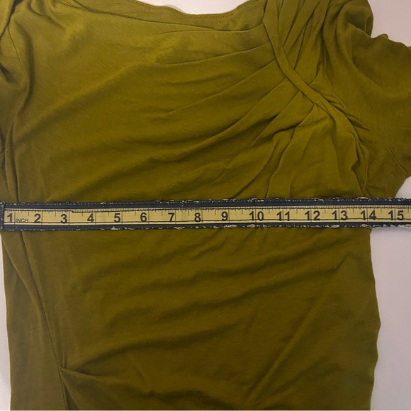 Chic Olive Green Draped Women's Blouse - Picture 7 of 10